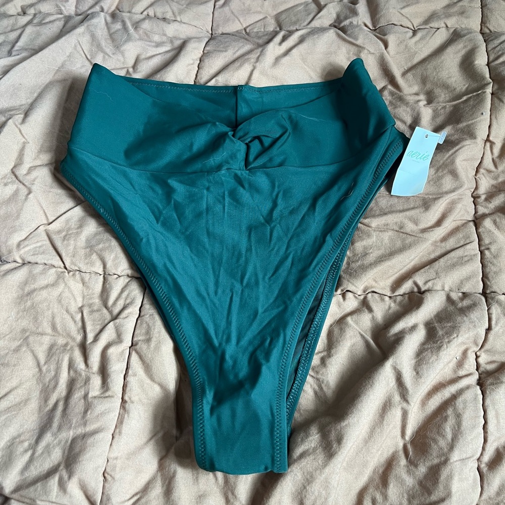 Green high waisted bikini bottom from aerie. Brand new with tags